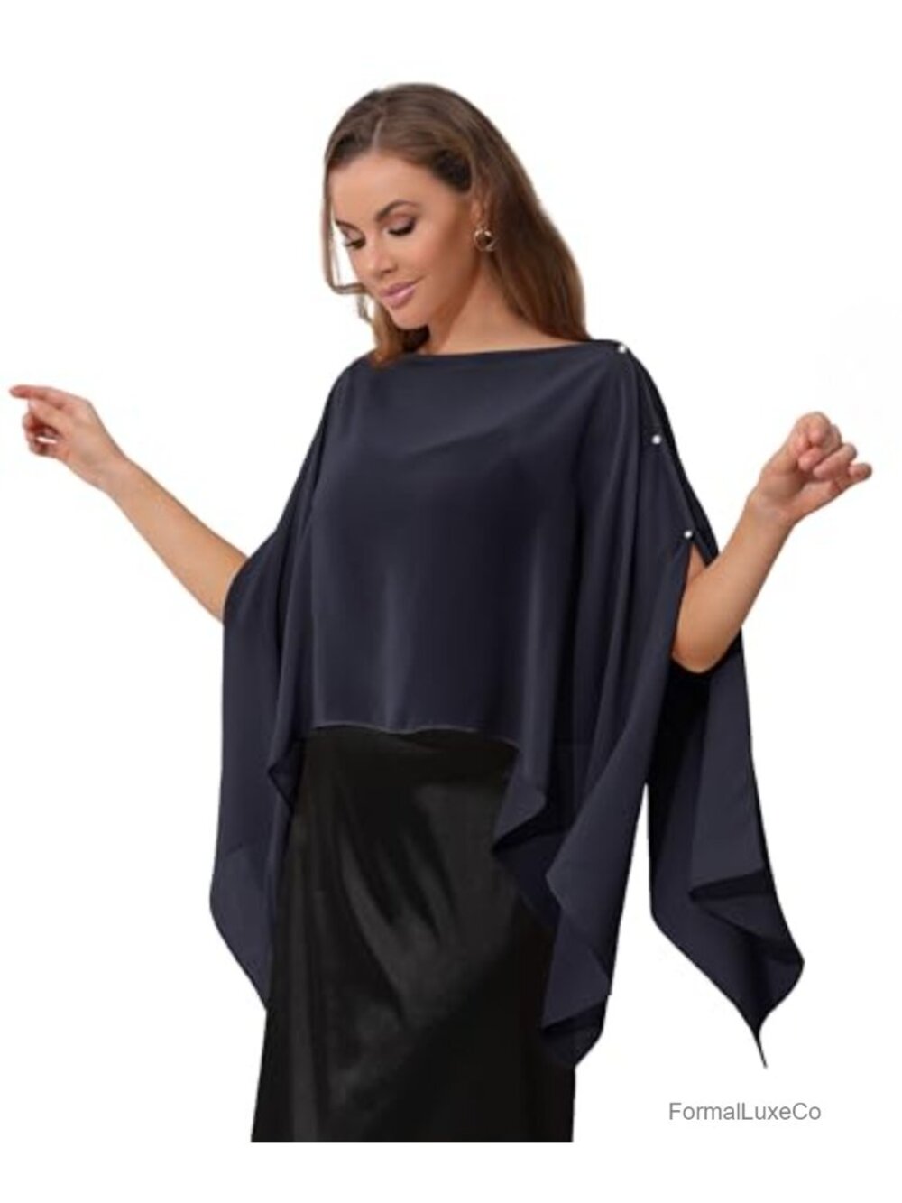 Sheer Chiffon Cape Shawl Wrap Evening Wedding Cover-Up